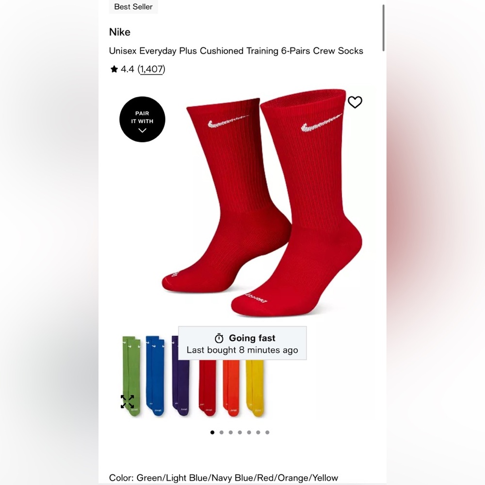 Nike Unisex Red Crew Socks